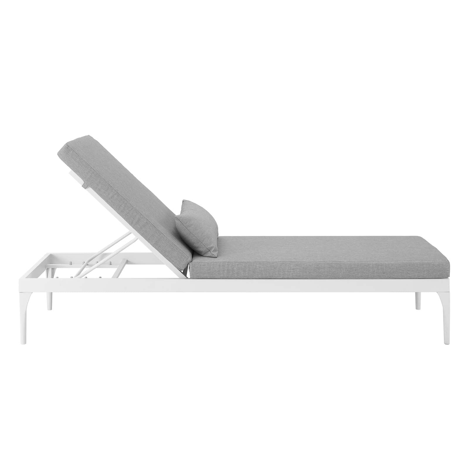 Modway Outdoor Loungers - Perspective Cushion Outdoor Patio Chaise Lounge Chair White Gray