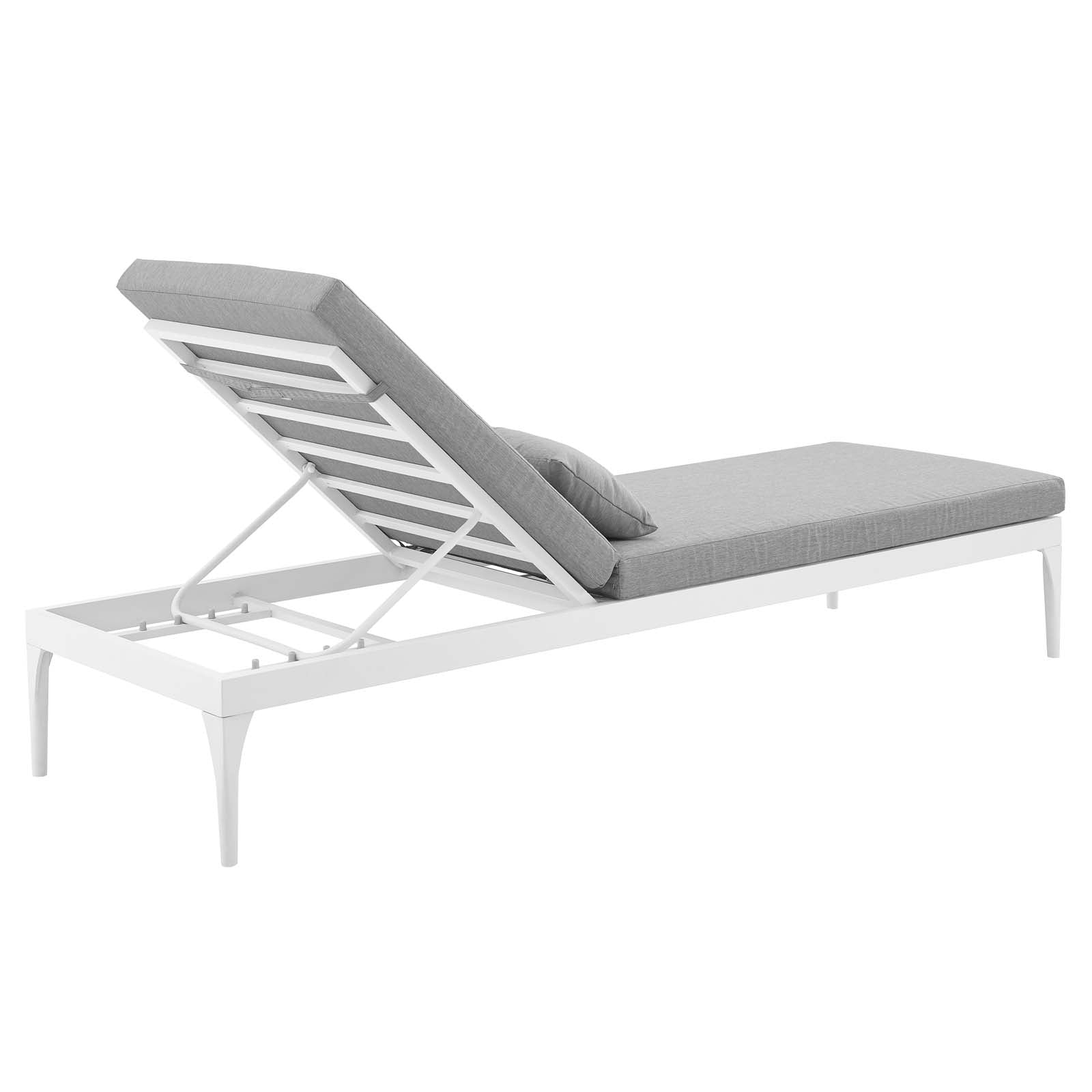 Modway Outdoor Loungers - Perspective Cushion Outdoor Patio Chaise Lounge Chair White Gray