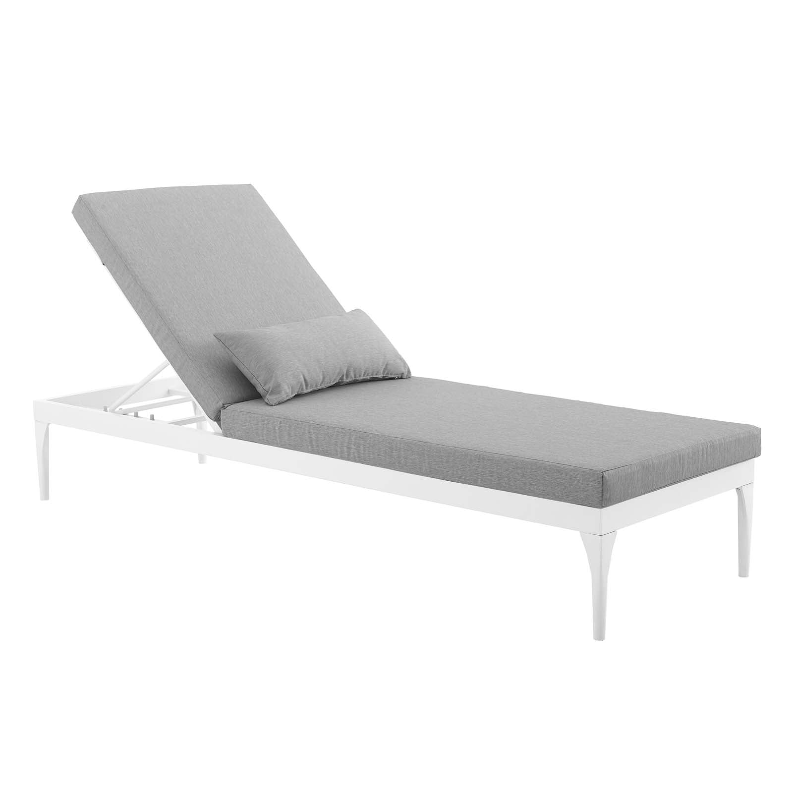 Modway Outdoor Loungers - Perspective Cushion Outdoor Patio Chaise Lounge Chair White Gray