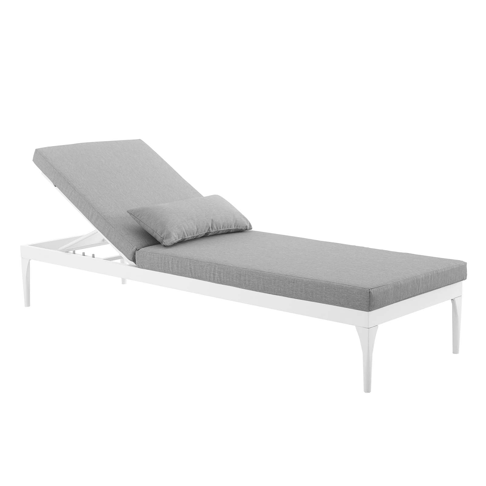 Modway Outdoor Loungers - Perspective Cushion Outdoor Patio Chaise Lounge Chair White Gray