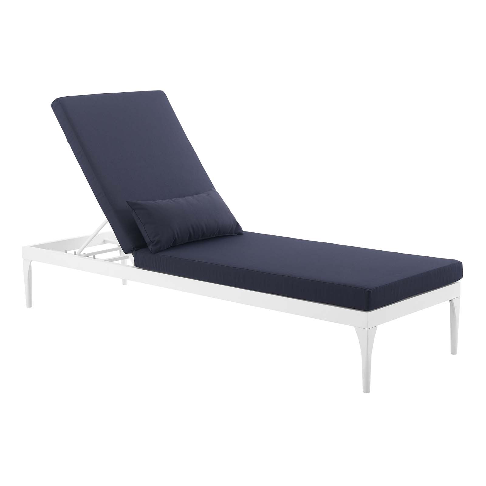 Modway Outdoor Loungers - Perspective Cushion Outdoor Patio Chaise Lounge Chair White Navy