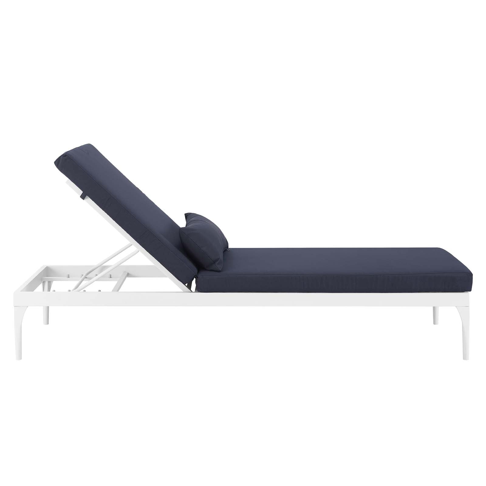 Modway Outdoor Loungers - Perspective Cushion Outdoor Patio Chaise Lounge Chair White Navy