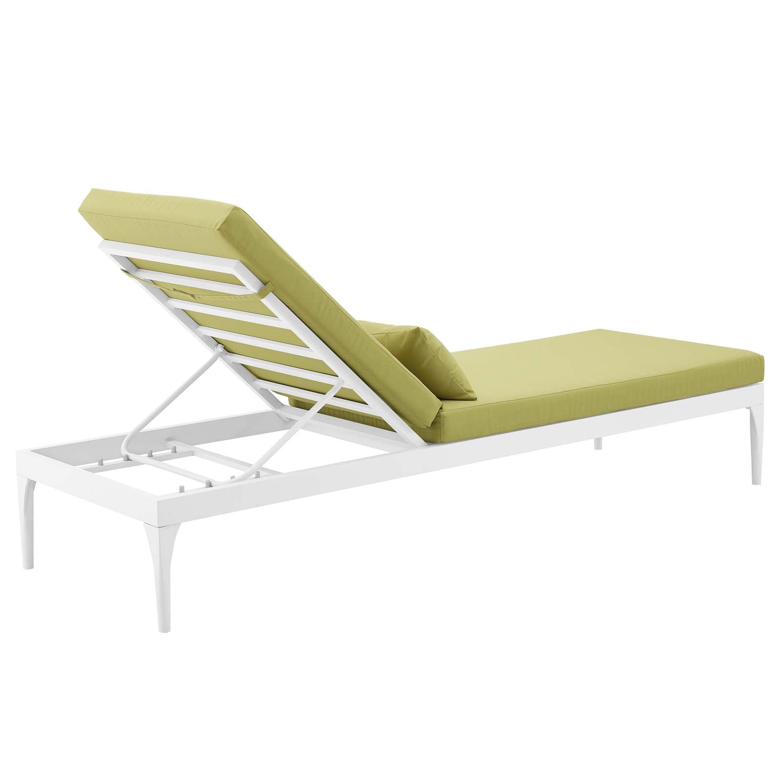 Modway Outdoor Loungers - Perspective Cushion Outdoor Patio Chaise Lounge Chair White Peridot