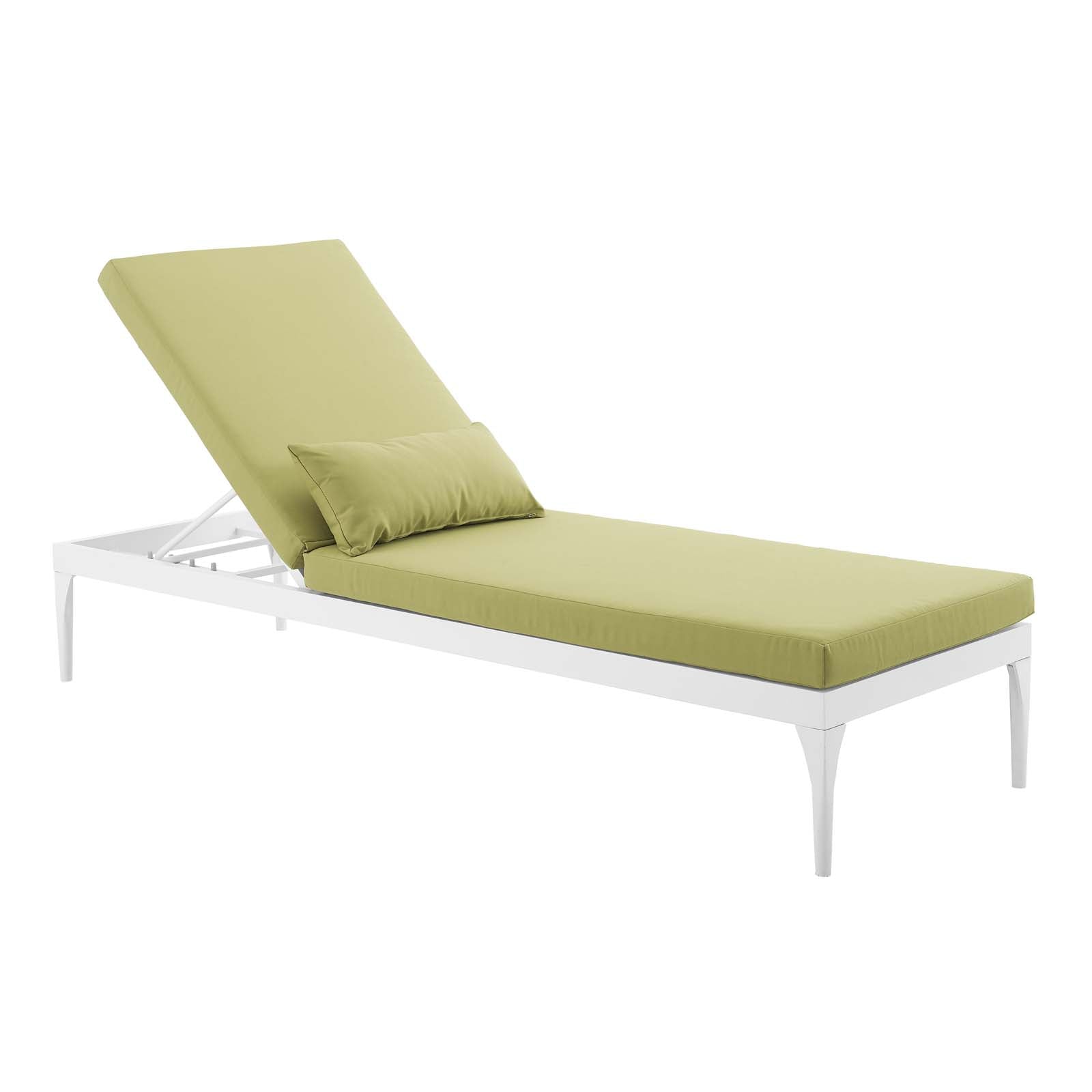 Modway Outdoor Loungers - Perspective Cushion Outdoor Patio Chaise Lounge Chair White Peridot