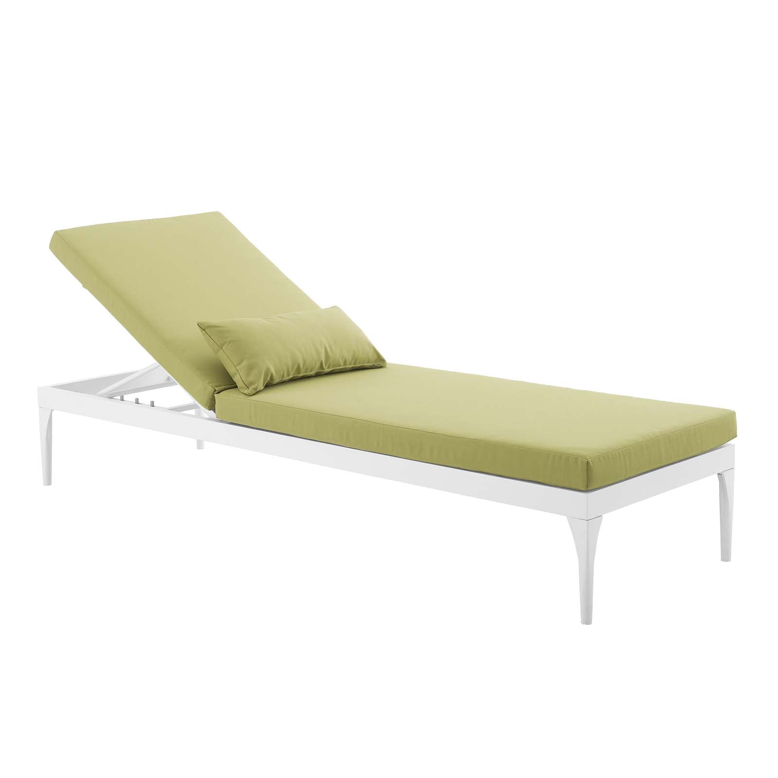 Modway Outdoor Loungers - Perspective Cushion Outdoor Patio Chaise Lounge Chair White Peridot