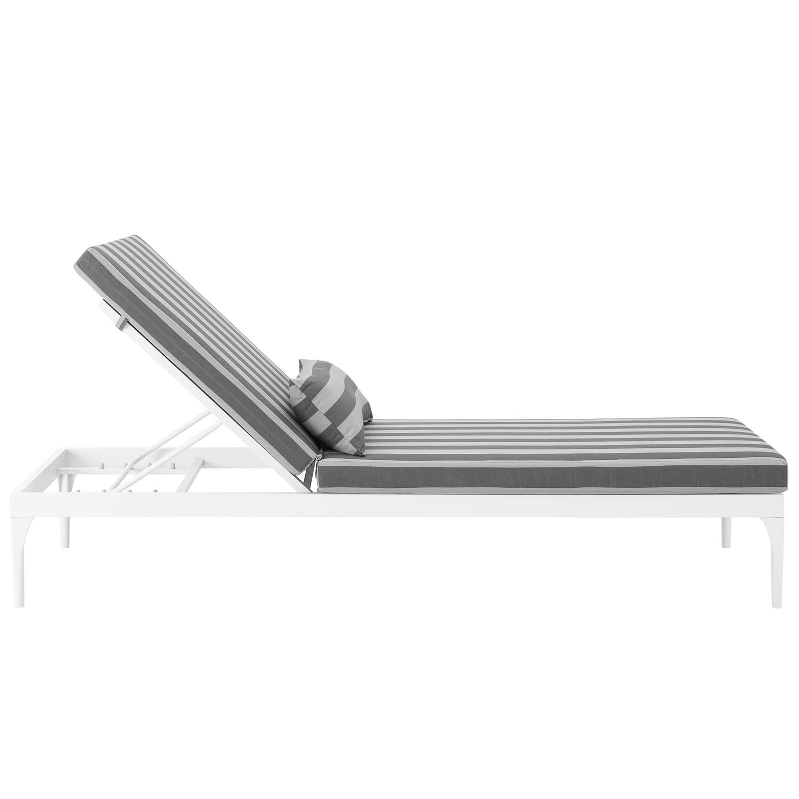 Modway Outdoor Loungers - Perspective Cushion Outdoor Patio Chaise Lounge Chair White Striped Gray