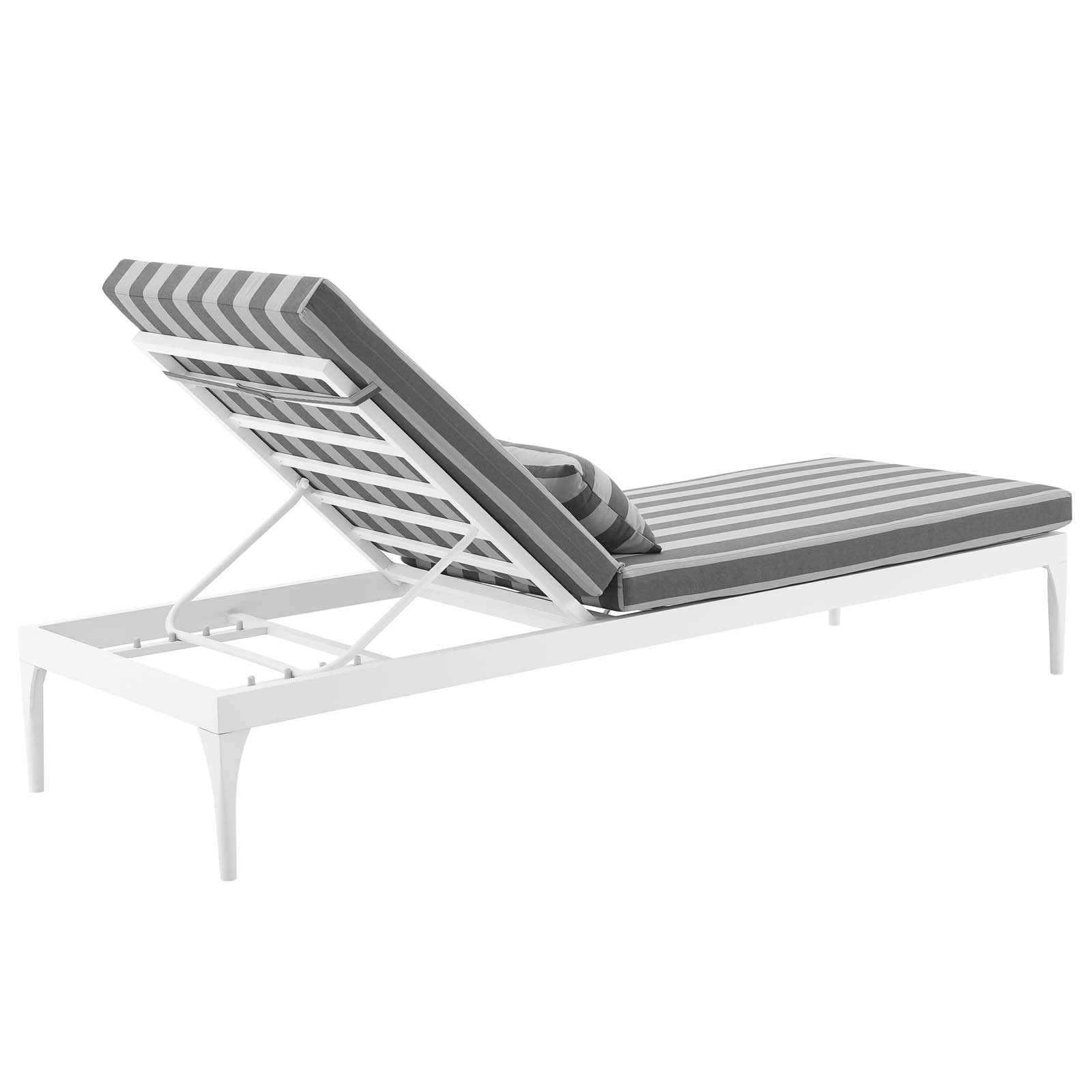 Modway Outdoor Loungers - Perspective Cushion Outdoor Patio Chaise Lounge Chair White Striped Gray