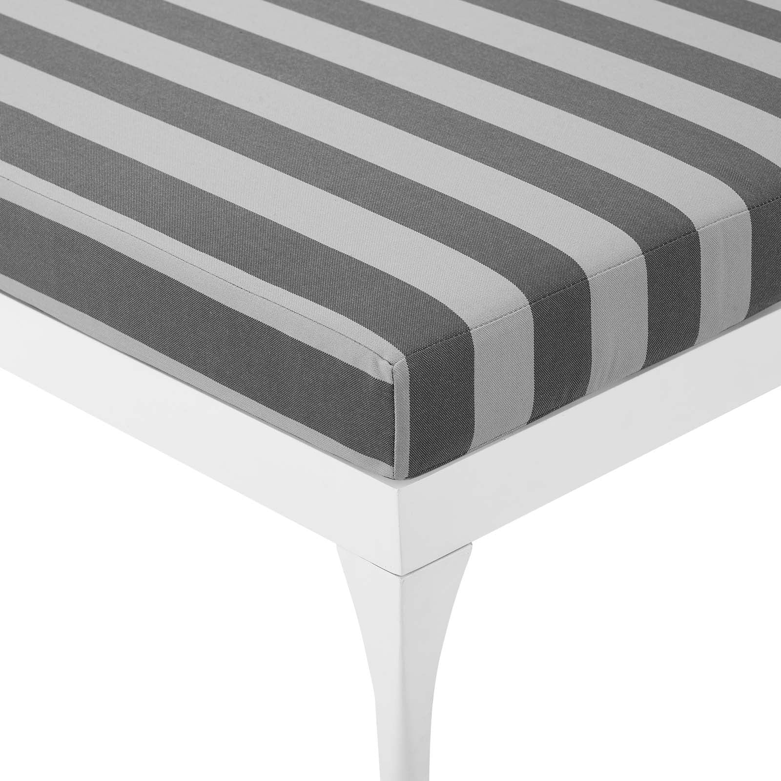 Modway Outdoor Loungers - Perspective Cushion Outdoor Patio Chaise Lounge Chair White Striped Gray