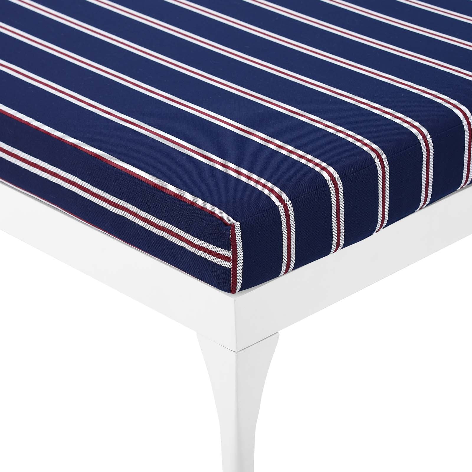 Perspective Cushion Outdoor Patio Chaise Lounge Chair White Striped Navy