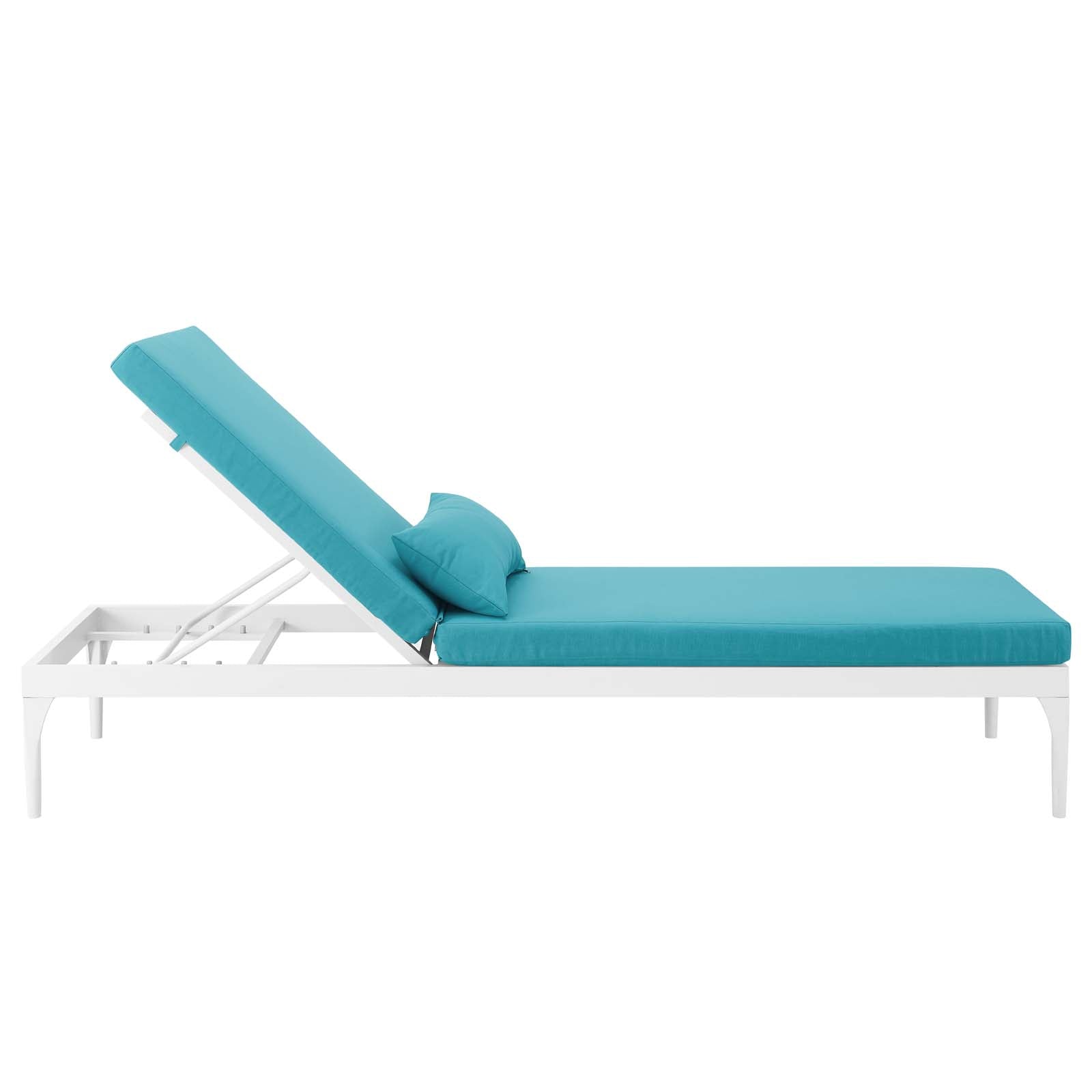 Modway Outdoor Loungers - Perspective Cushion Outdoor Patio Chaise Lounge Chair White Turquoise