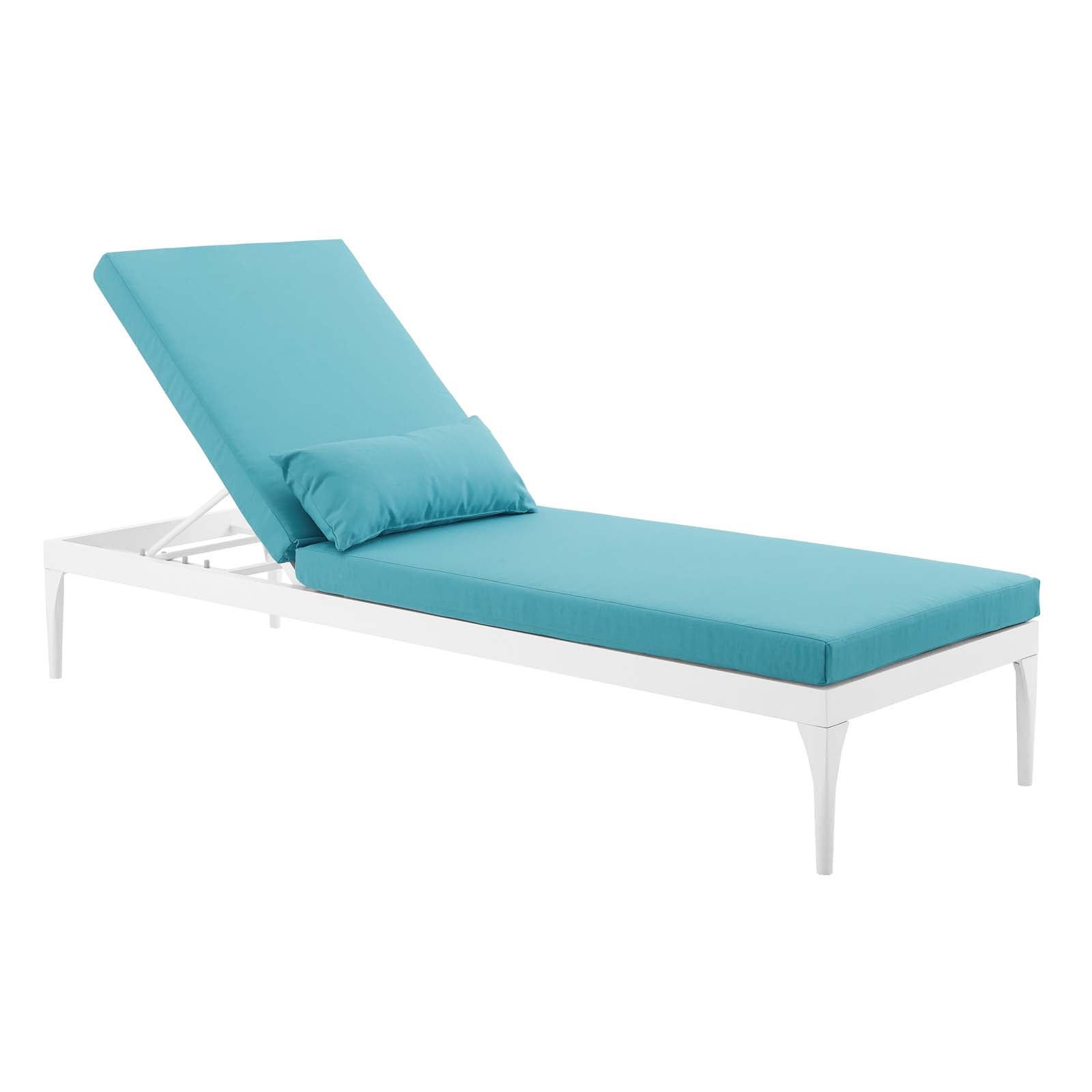 Modway Outdoor Loungers - Perspective Cushion Outdoor Patio Chaise Lounge Chair White Turquoise