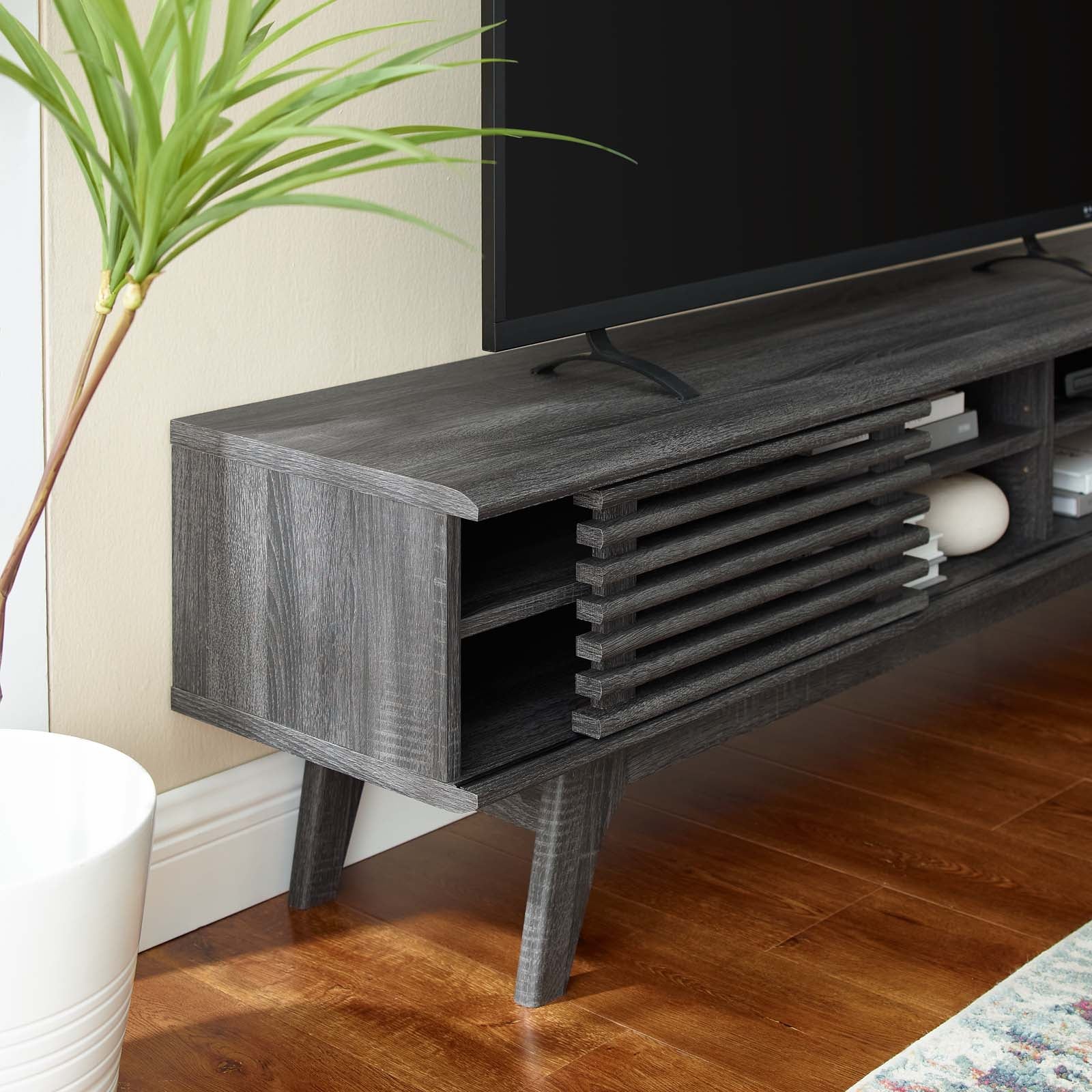 Modway TV & Media Units - Render 70" Entertainment Center TV Stand Charcoal