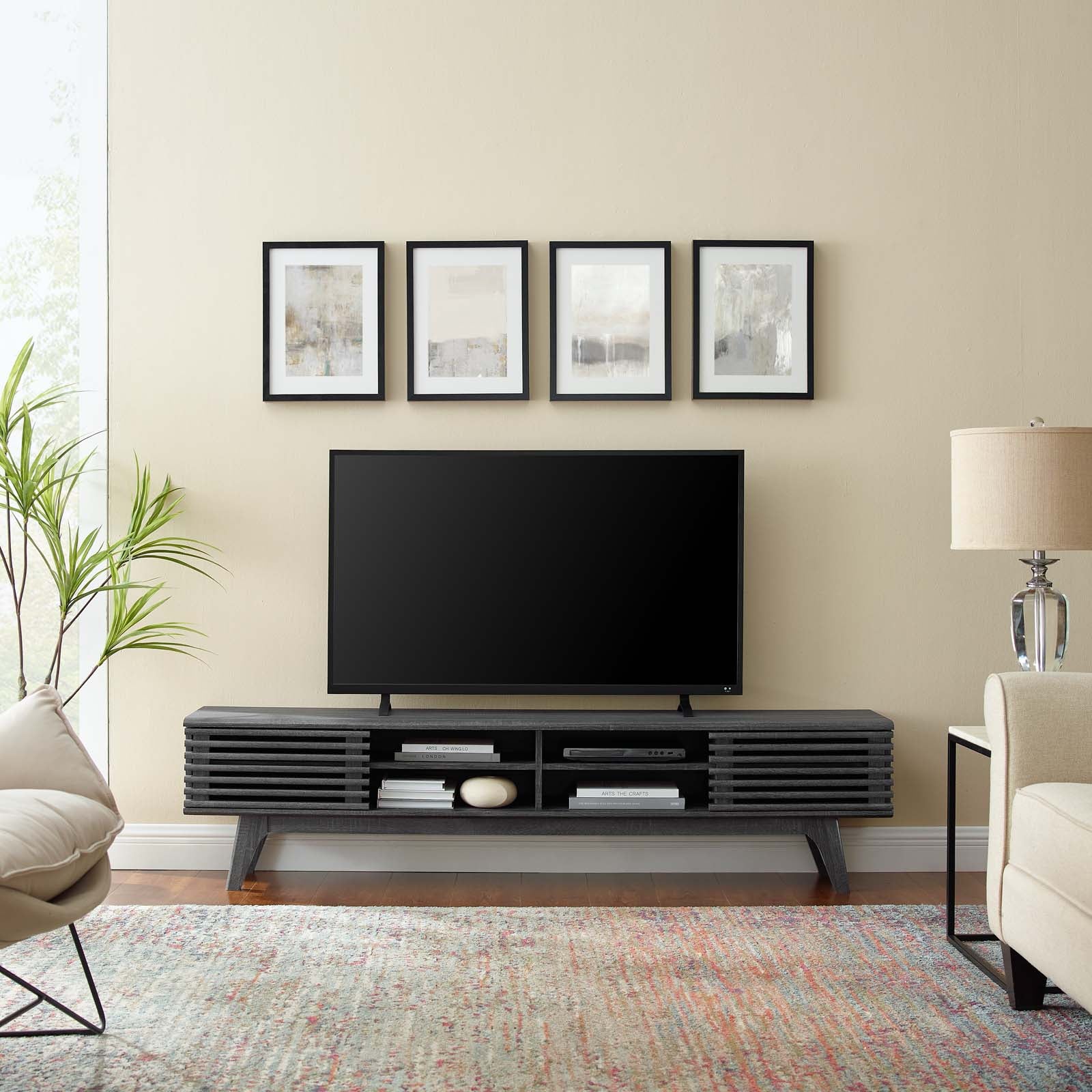 Modway TV & Media Units - Render 70" Entertainment Center TV Stand Charcoal