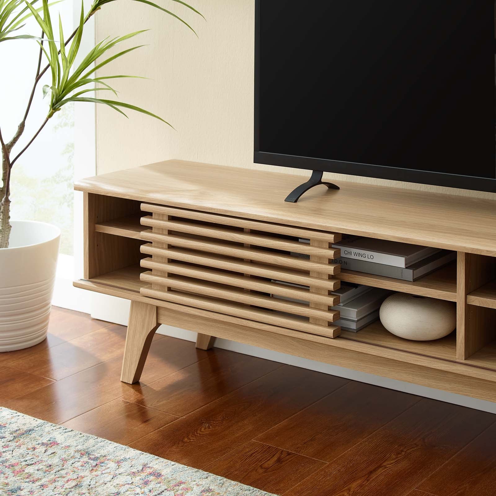 Modway TV & Media Units - Render 70" Entertainment Center TV Stand Oak