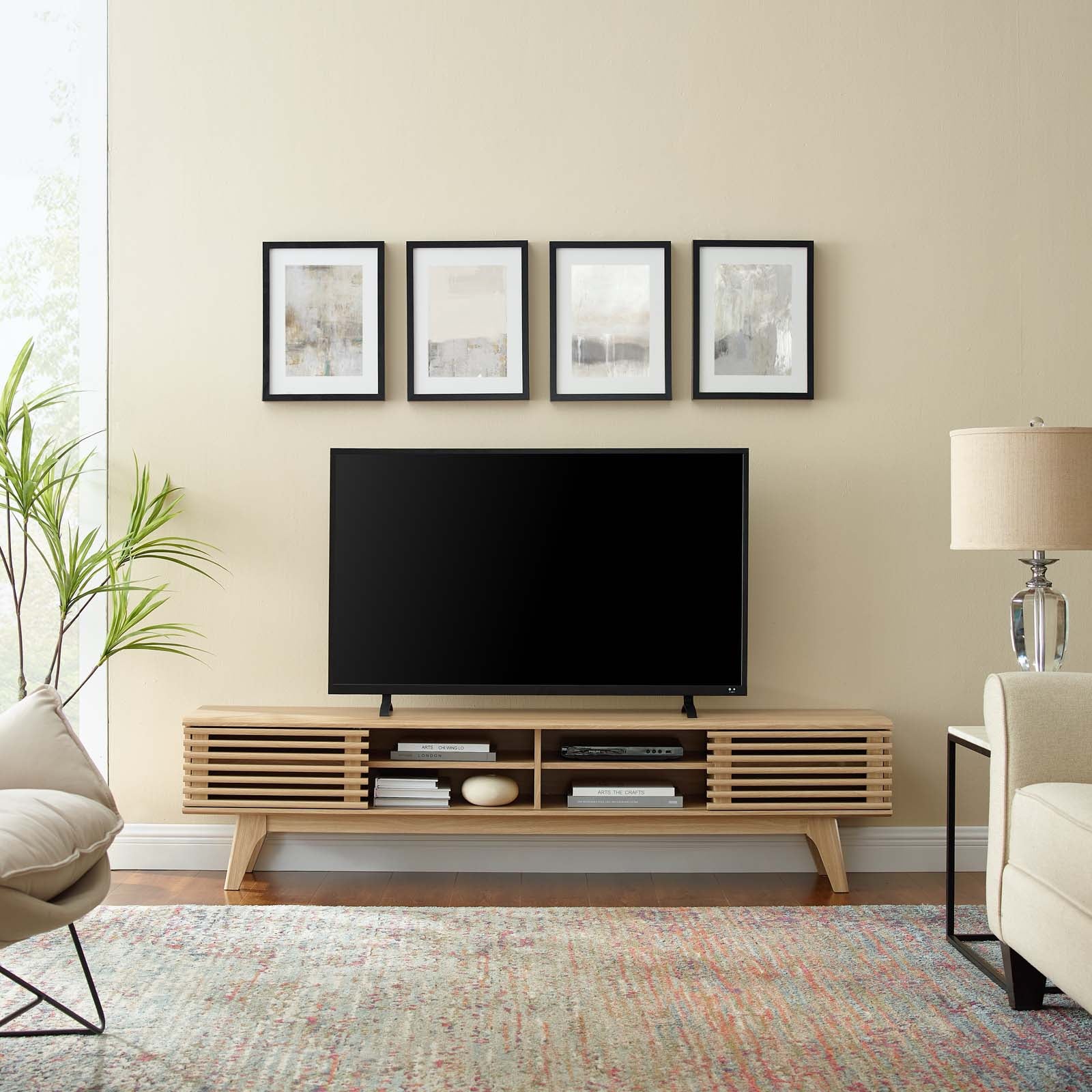 Modway TV & Media Units - Render 70" Entertainment Center TV Stand Oak