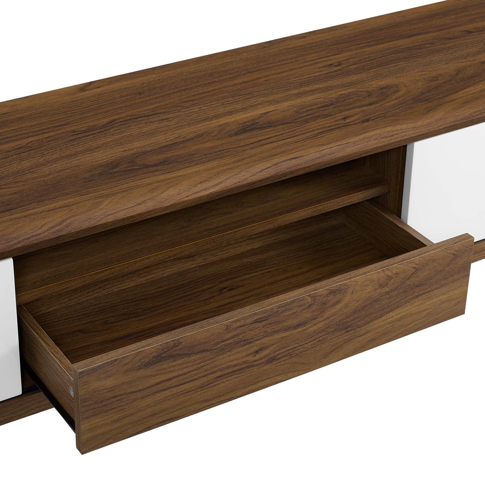 Modway TV & Media Units - Envision 70" Media Console Wood TV Stand Walnut White