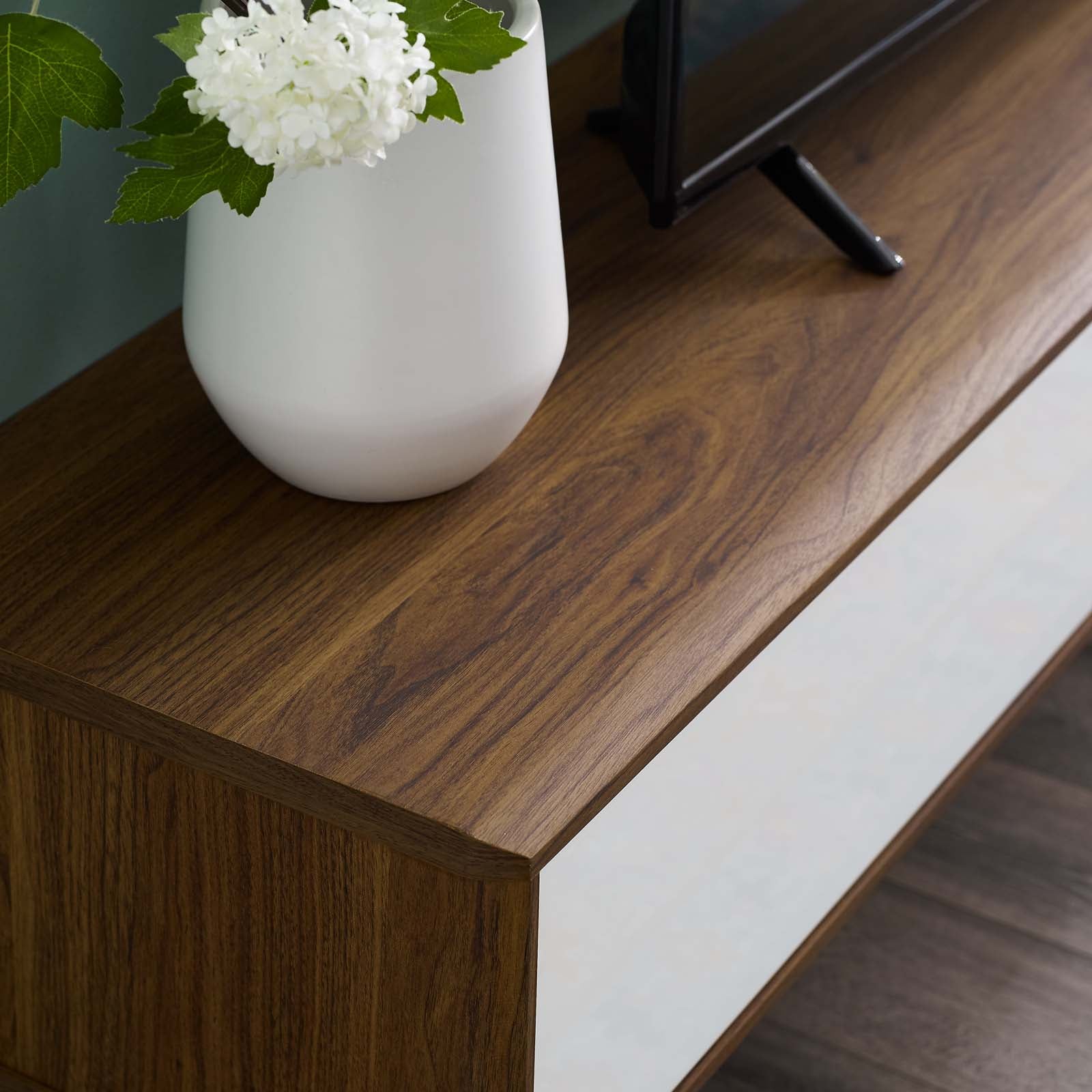 Modway TV & Media Units - Envision 70" Media Console Wood TV Stand Walnut White