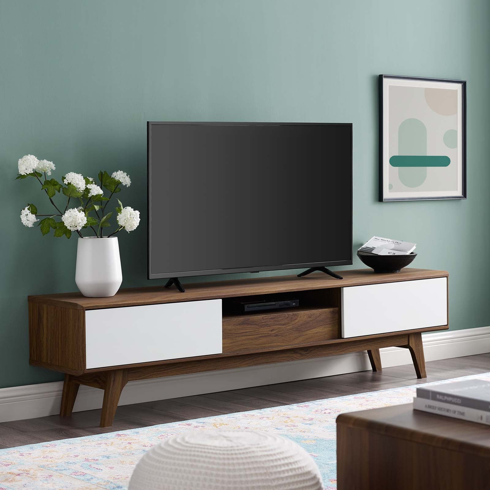 Modway TV & Media Units - Envision 70" Media Console Wood TV Stand Walnut White