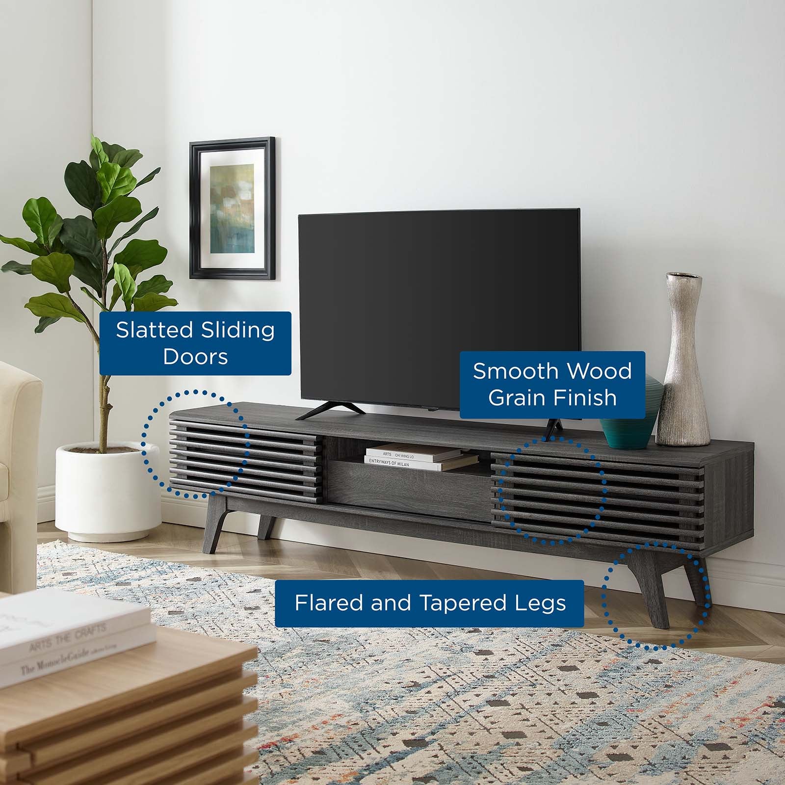 Modway TV & Media Units - Render 70" TV Stand Charcoal