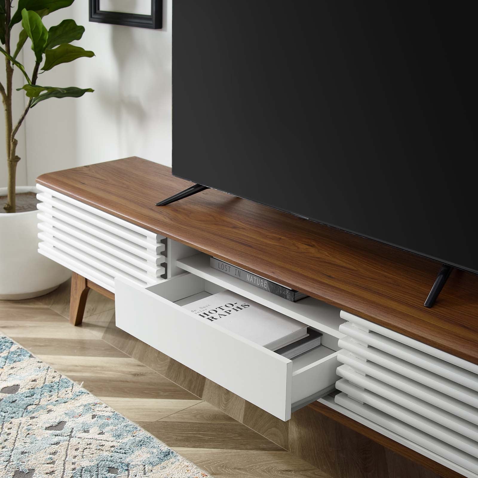 Modway TV & Media Units - Render-70"-TV-Stand-Walnut-White