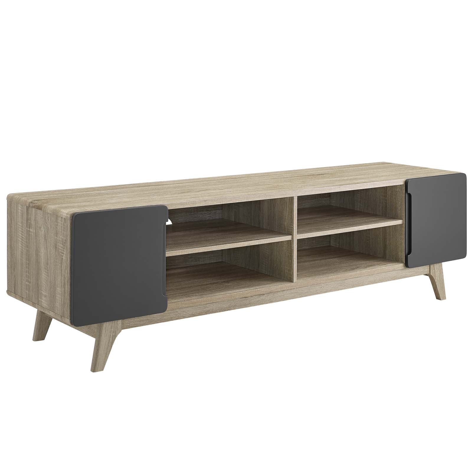 Modway TV & Media Units - Tread 70" Media Console TV Stand Natural Gray