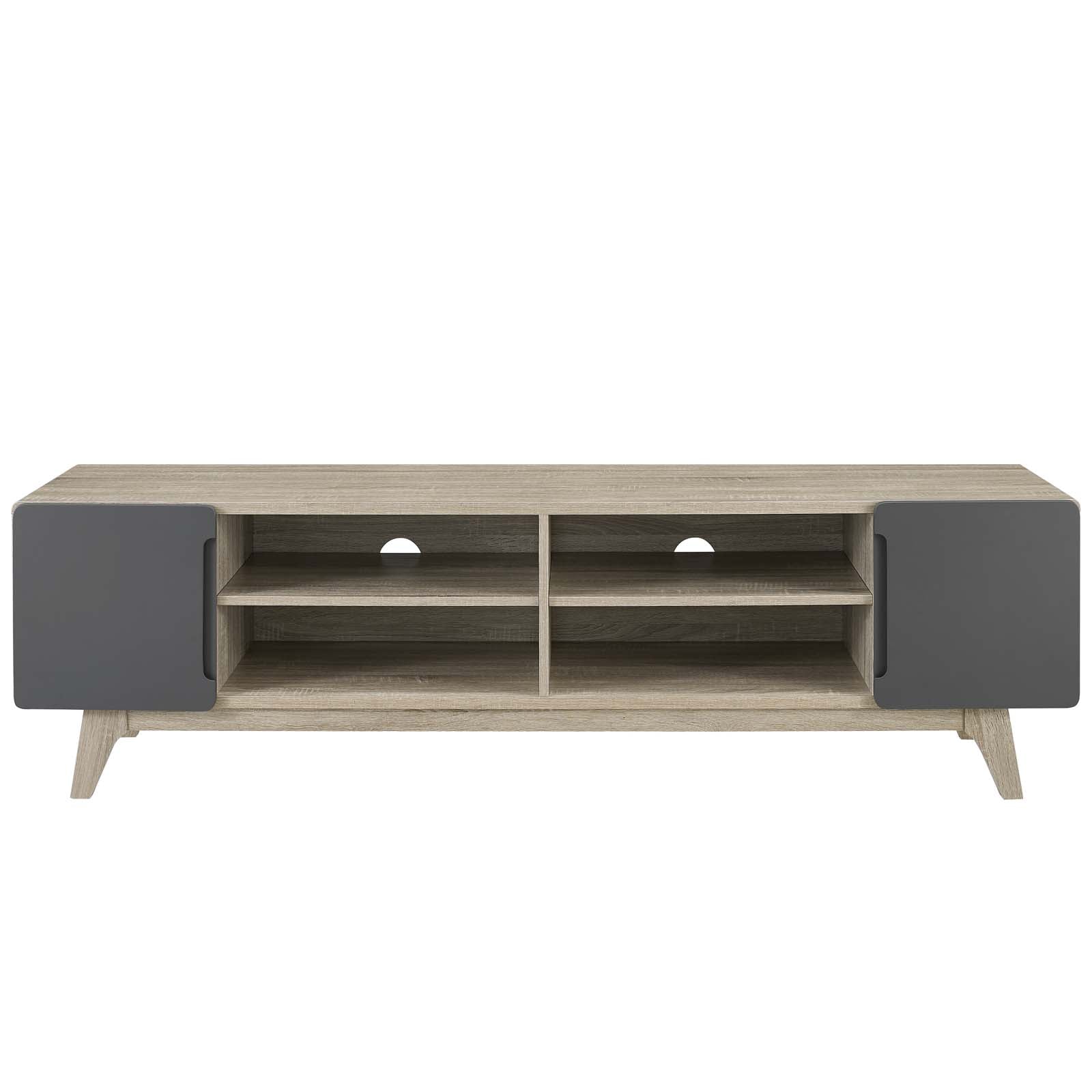 Modway TV & Media Units - Tread 70" Media Console TV Stand Natural Gray
