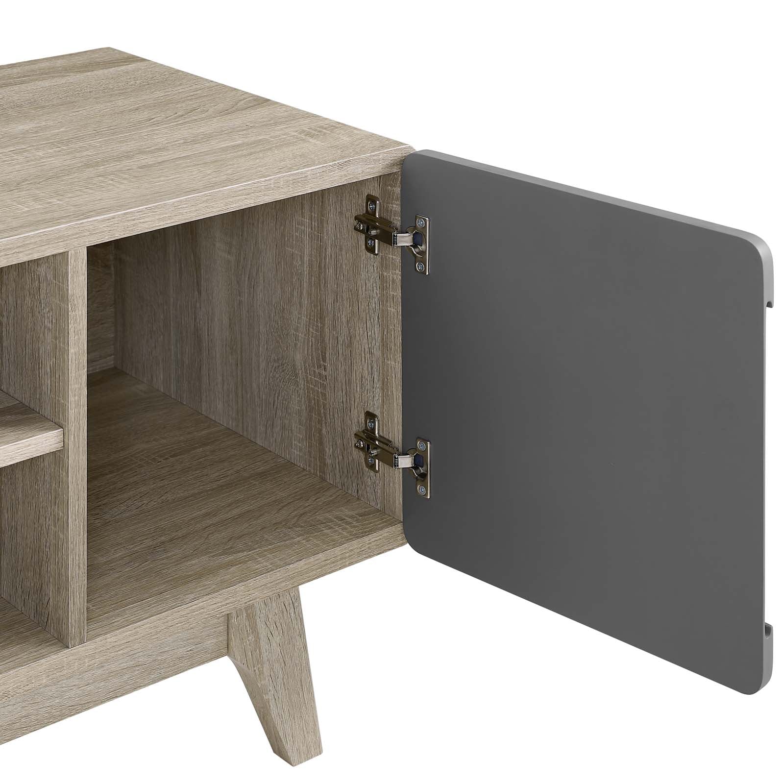 Modway TV & Media Units - Tread 70" Media Console TV Stand Natural Gray