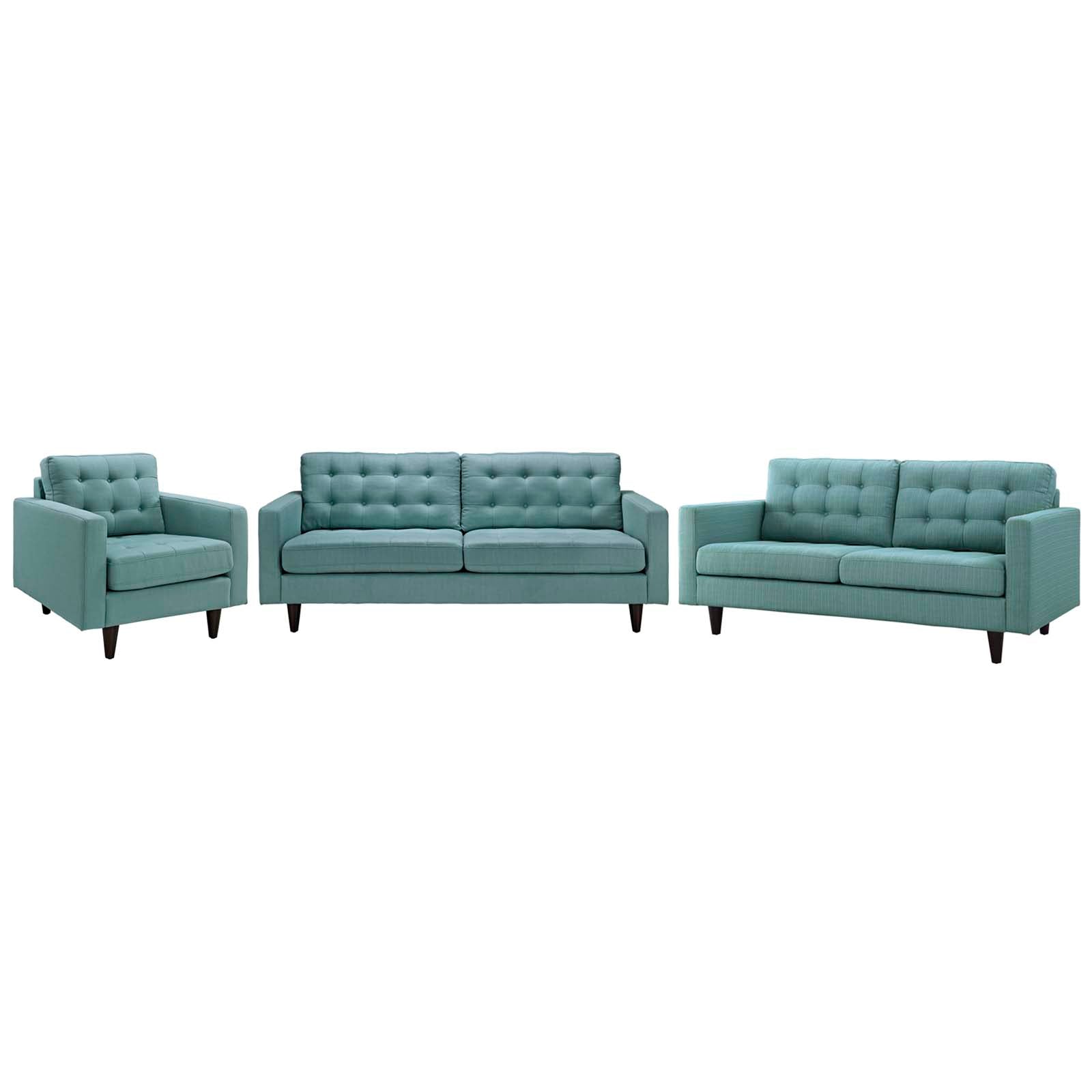 Modway Living Room Sets - Empress Sofa, Loveseat And Armchair Set Of 3 Laguna