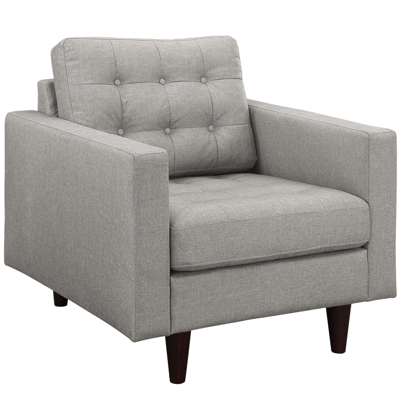 Modway Living Room Sets - Empress Sofa, Loveseat and Armchair ( Set Of 3 ) Light Gray