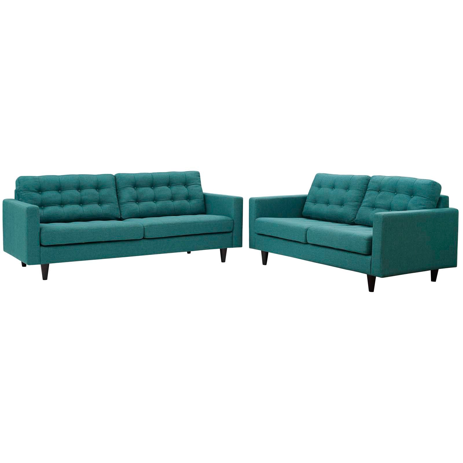 Modway Living Room Sets - Empress Sofa And Loveseat Set Of 2 Teal