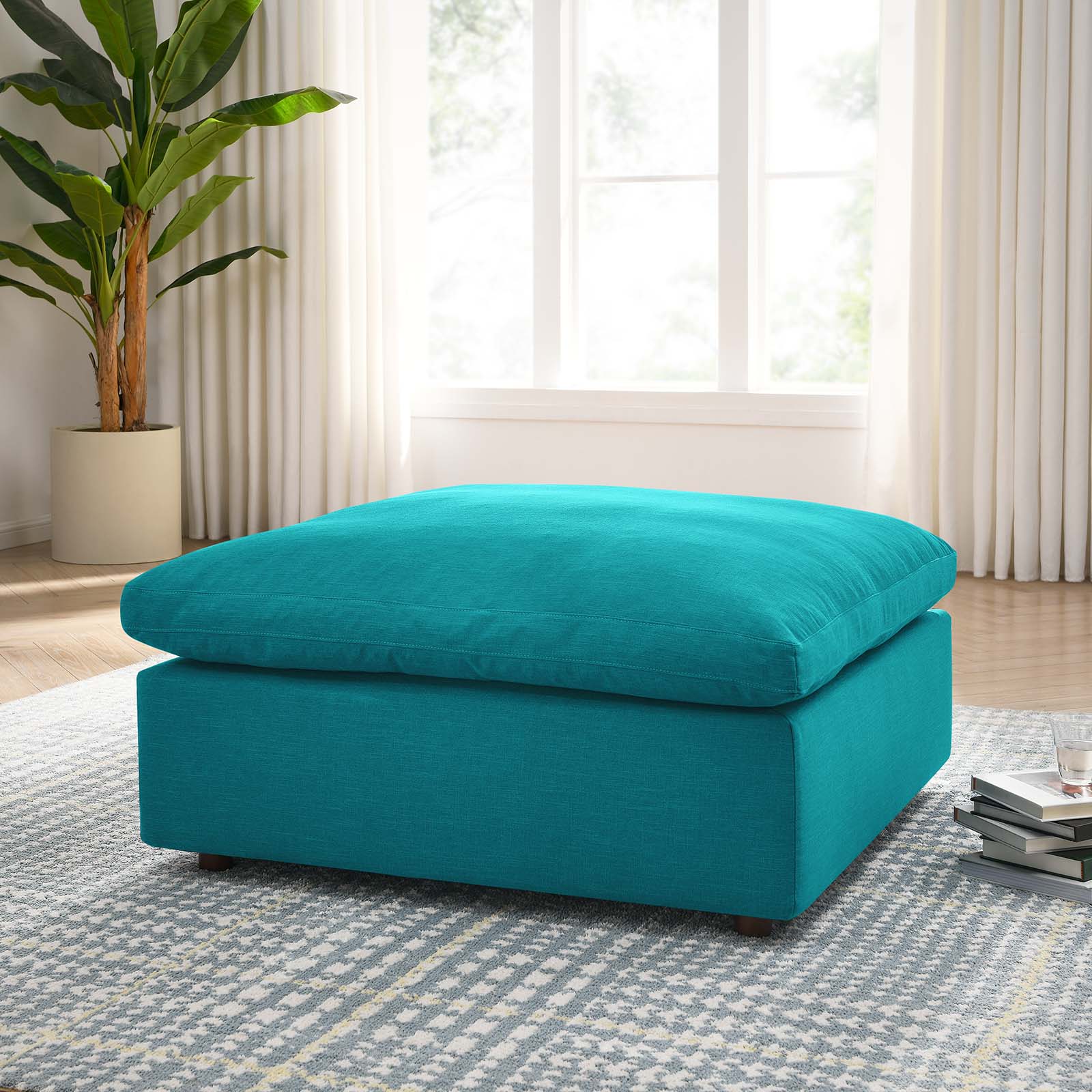 Modway Ottomans & Stools - Commix Down Filled Overstuffed Ottoman Teal