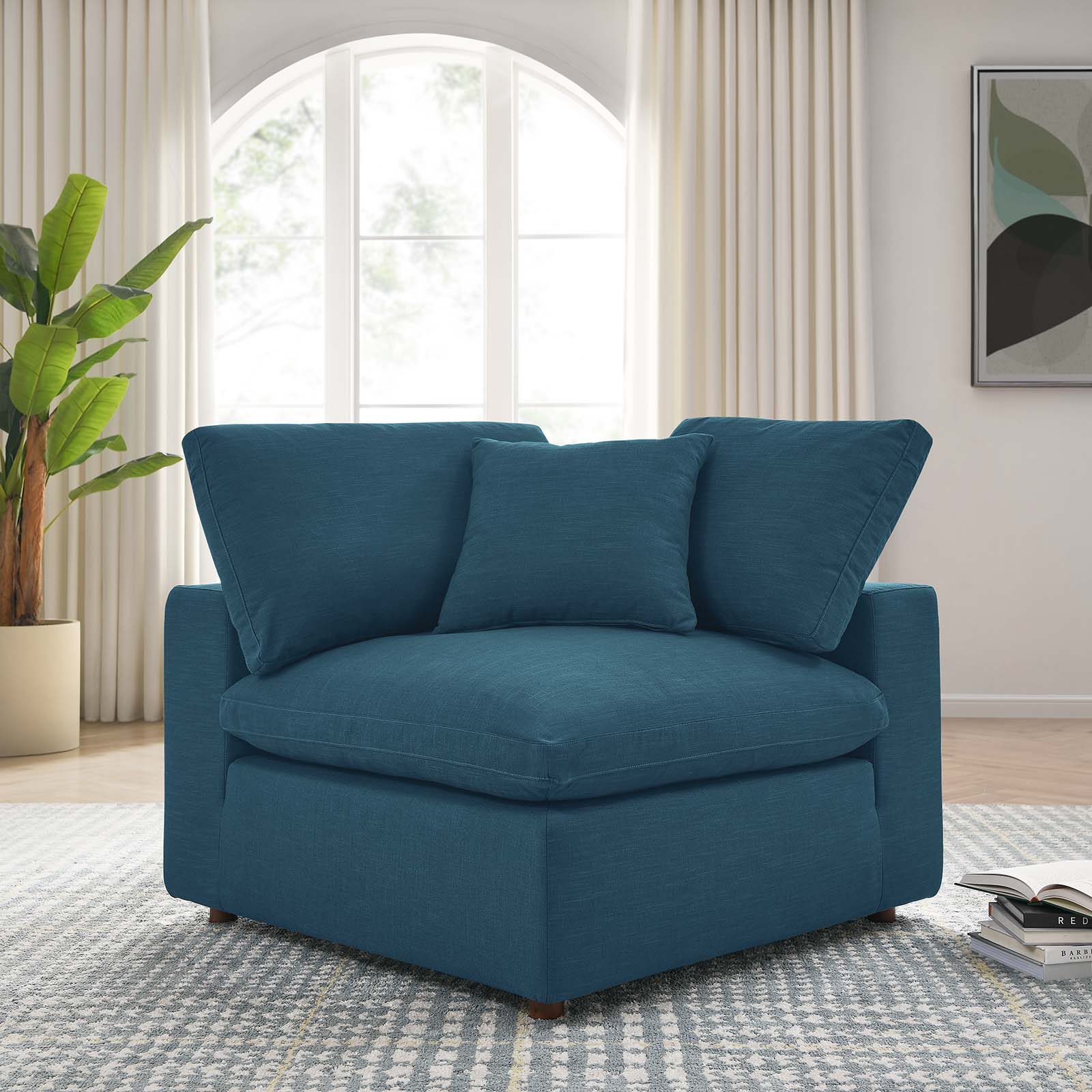 Modway Accent Chairs - Commix Down Filled Overstuffed Corner Chair Azure