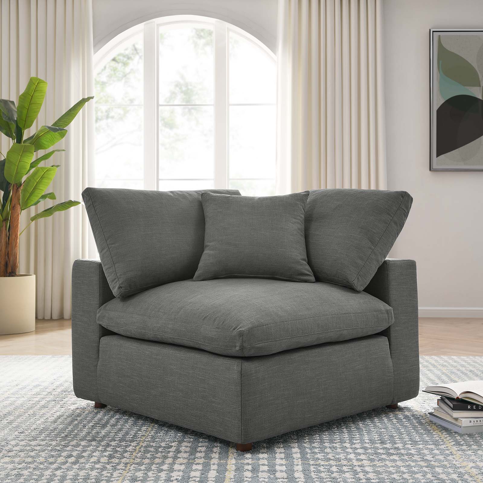 Modway Accent Chairs - Commix Down Filled Overstuffed Corner Chair Gray