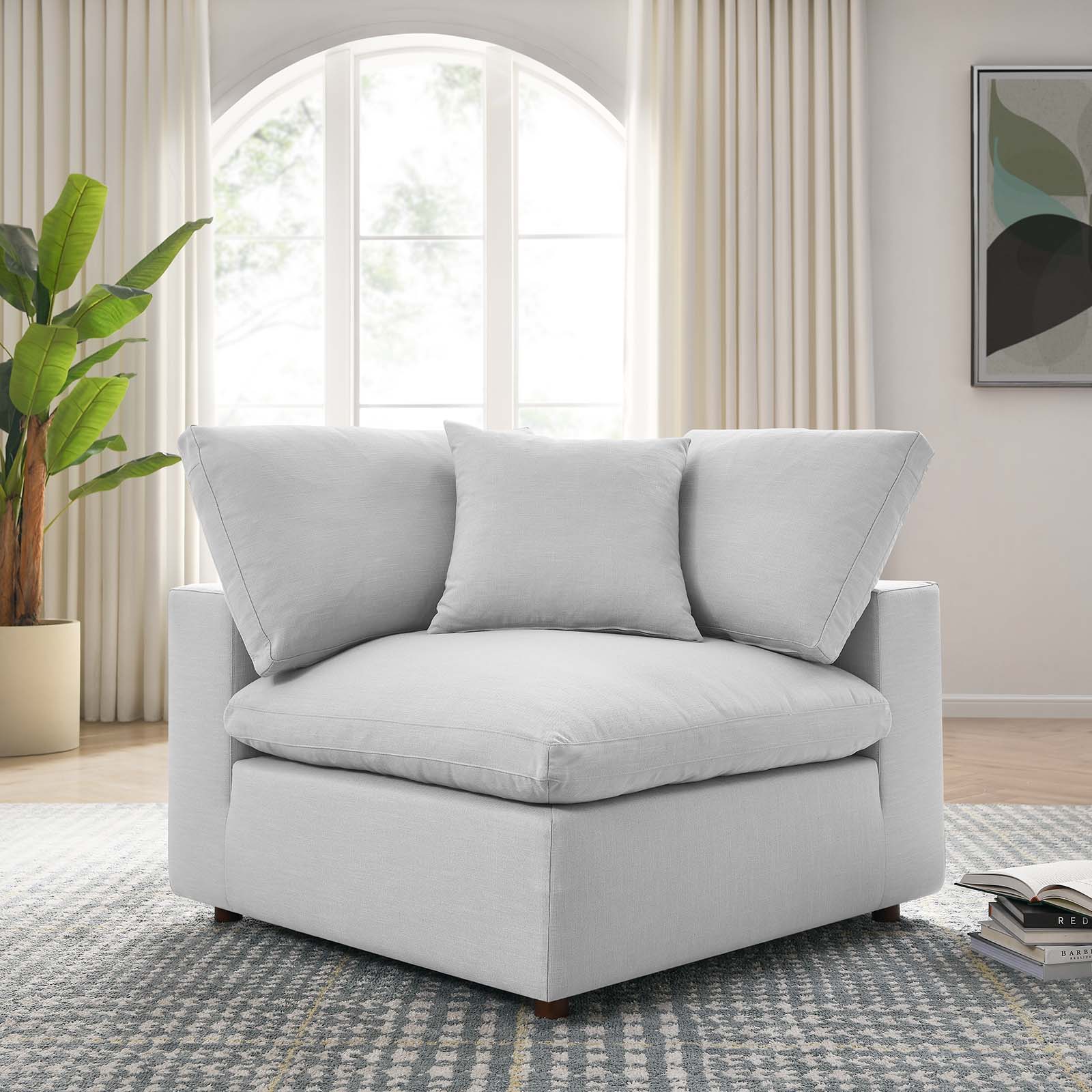 Modway Accent Chairs - Commix Down Filled Overstuffed Corner Chair Light Gray