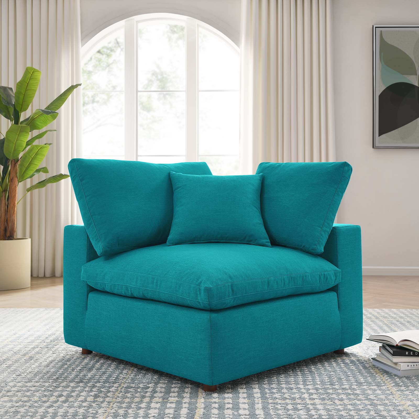 Modway Living Room Sets - Commix Down Filled Overstuffed Corner Chair Teal