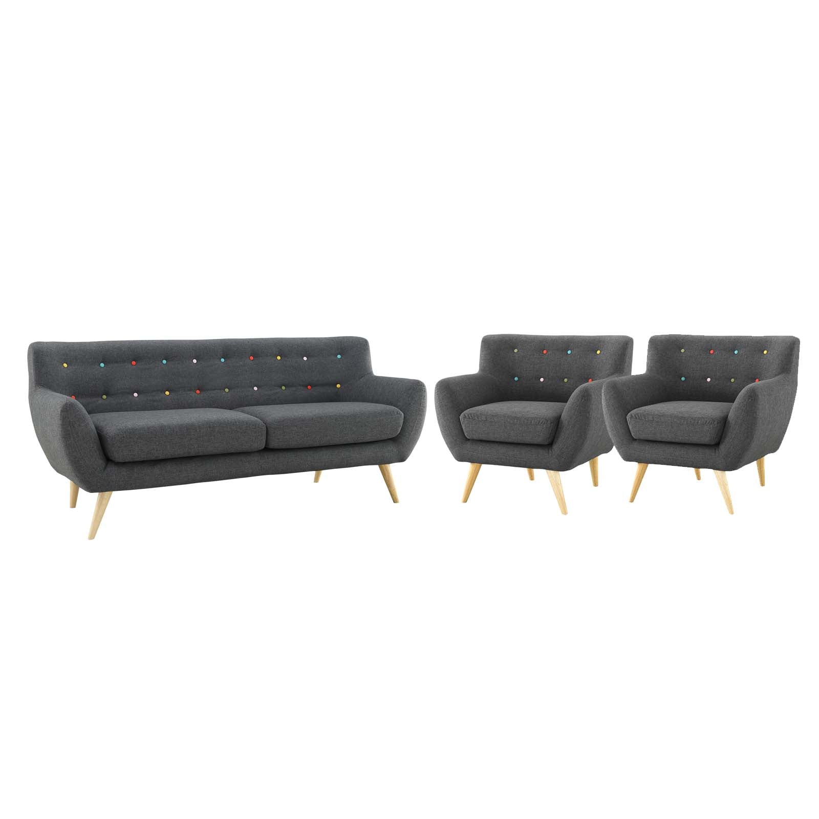 Modway Living Room Sets - Remark 3 Piece Living Room Set Gray