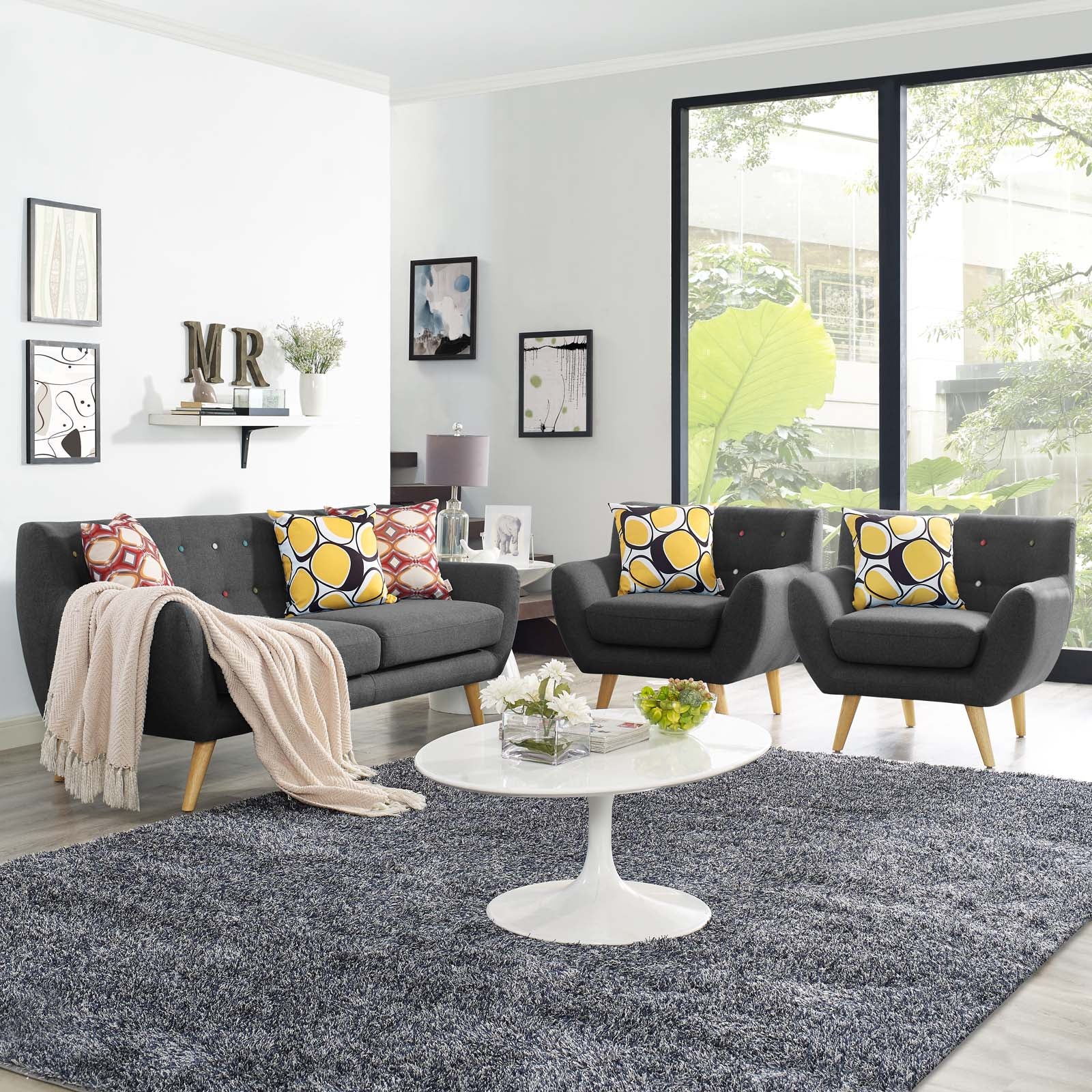 Modway Living Room Sets - Remark 3 Piece Living Room Set Gray