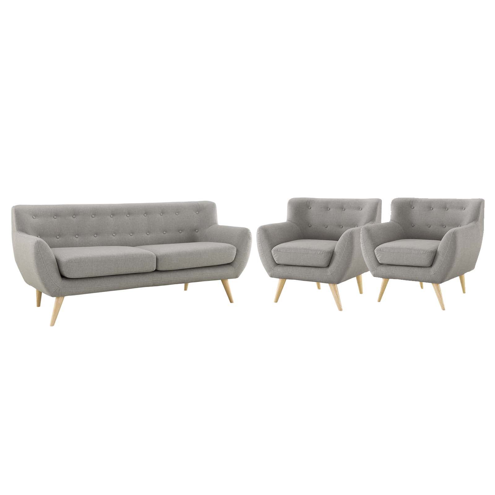 Modway Living Room Sets - Remark 3 Piece Living Room Set 32.5" H Light Gray