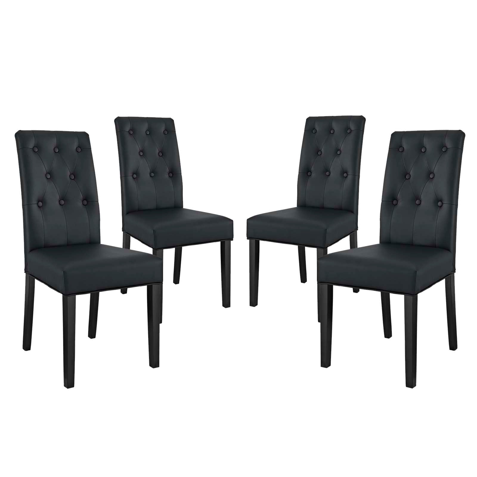 Modway Dining Chairs - Confer Dining Side Chair Vinyl Set of 4 Black