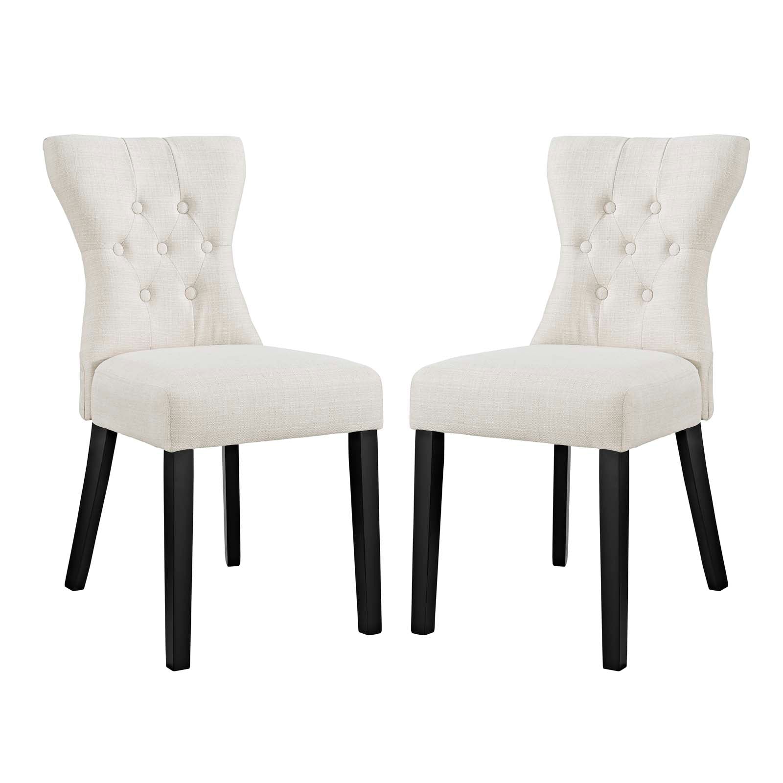 Modway Dining Chairs - Silhouette Dining Side Chairs Upholstered Fabric Beige ( Set of 2 )