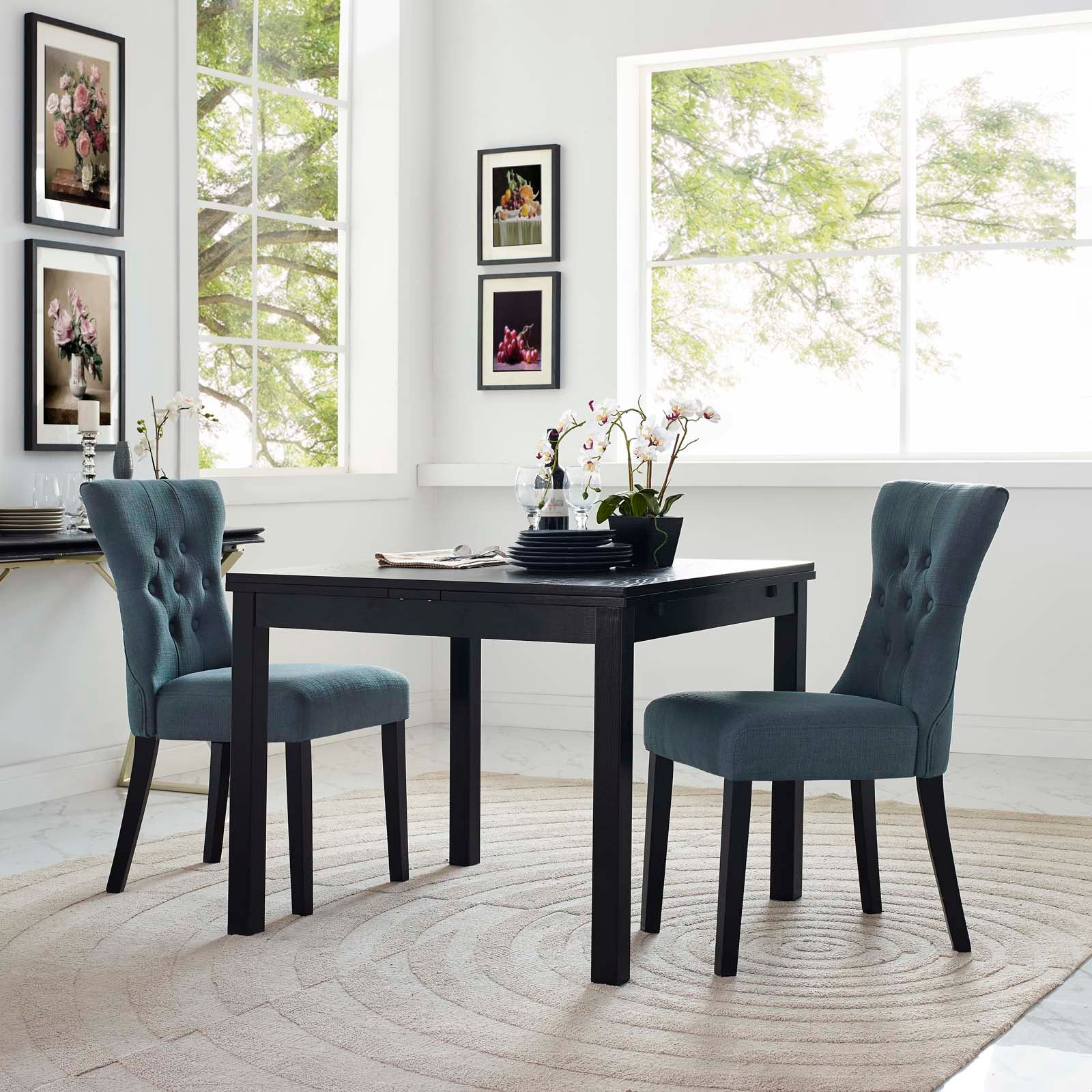 Silhouette Dining Side Chairs Upholstered Fabric  Gray (Set of 2)