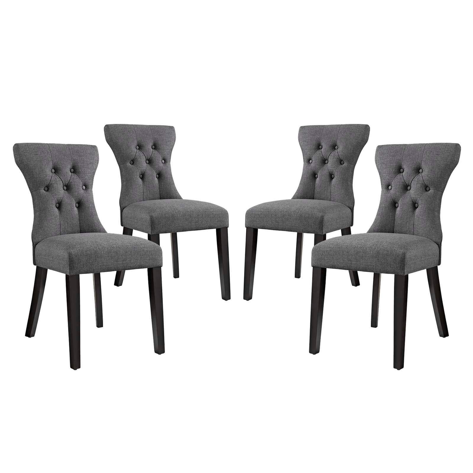Silhouette Dining Side Chairs Upholstered Fabric  Gray (Set of 4)