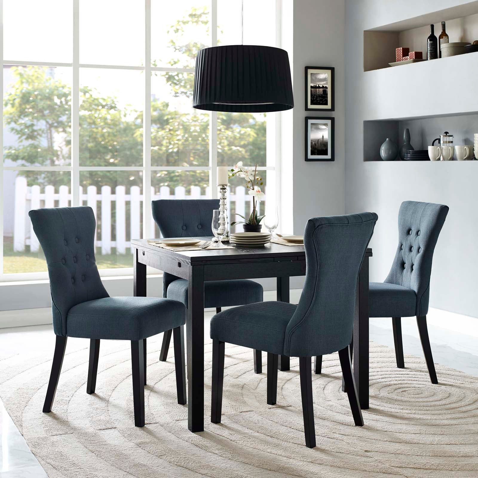 Silhouette Dining Side Chairs Upholstered Fabric  Gray (Set of 4)