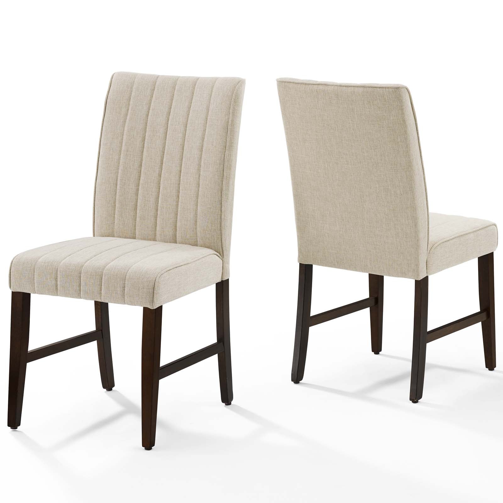 Modway Dining Chairs - Motivate Channel Tufted Upholstered Fabric Dining Chair Set of 2 Beige