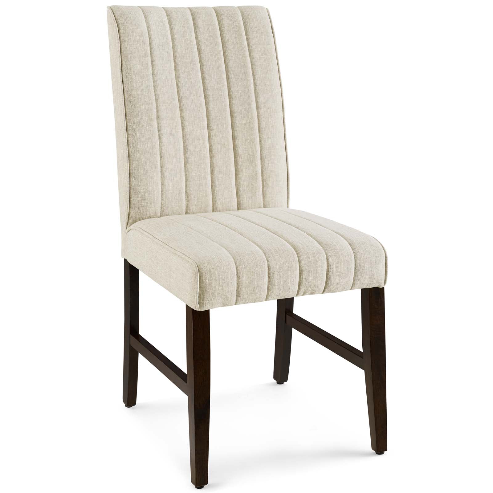 Modway Dining Chairs - Motivate Channel Tufted Upholstered Fabric Dining Chair Set of 2 Beige