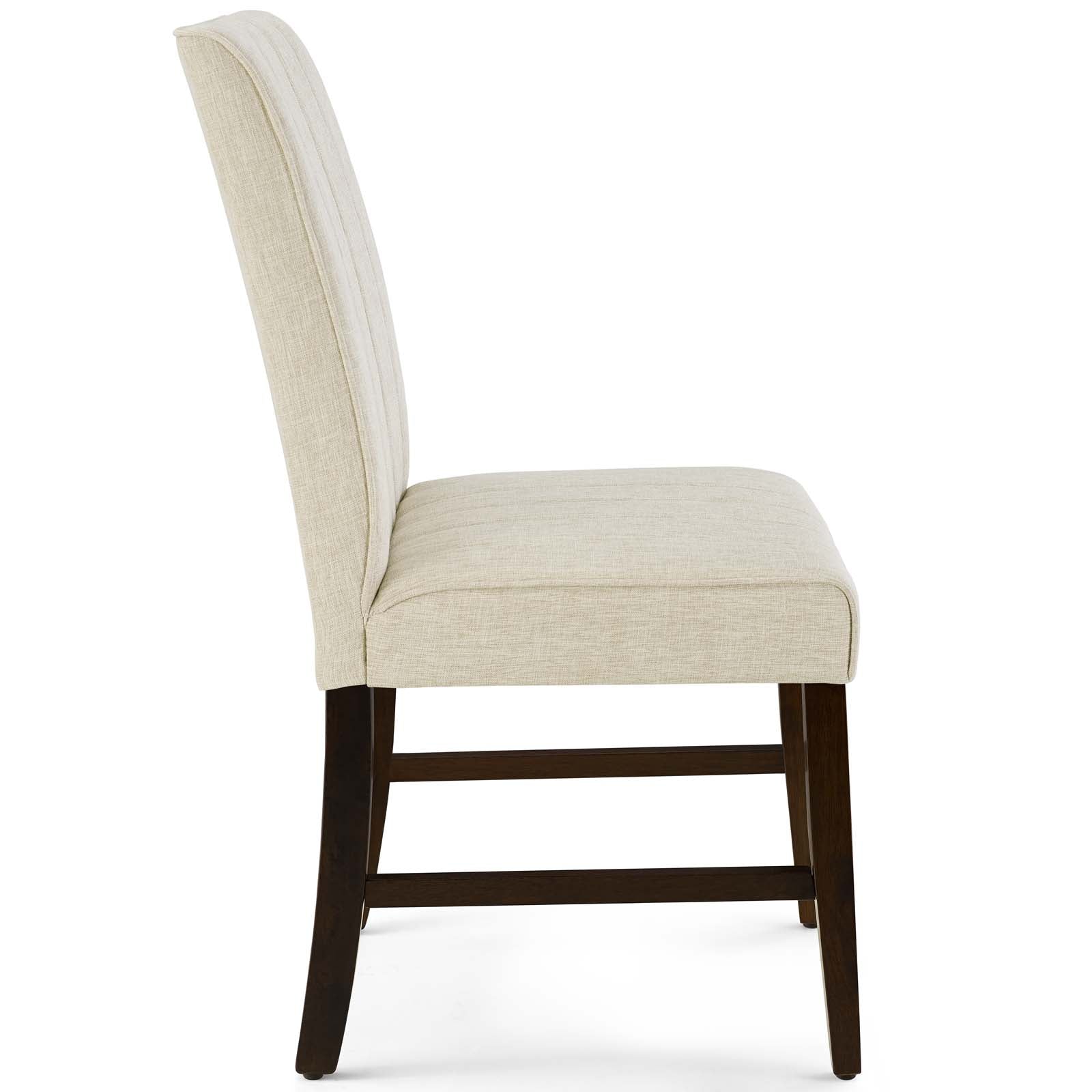 Modway Dining Chairs - Motivate Channel Tufted Upholstered Fabric Dining Chair Set of 2 Beige
