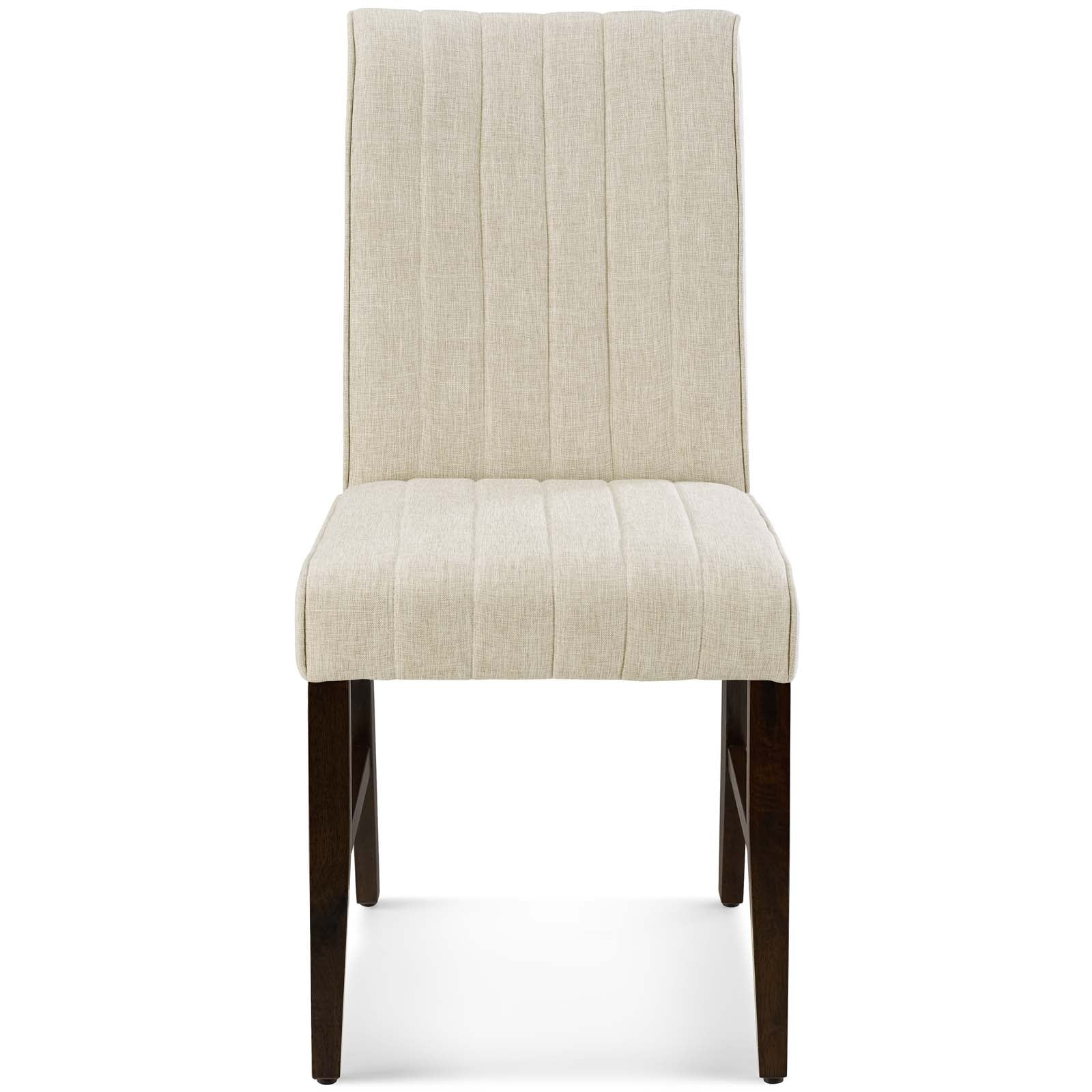 Modway Dining Chairs - Motivate Channel Tufted Upholstered Fabric Dining Chair Set of 2 Beige