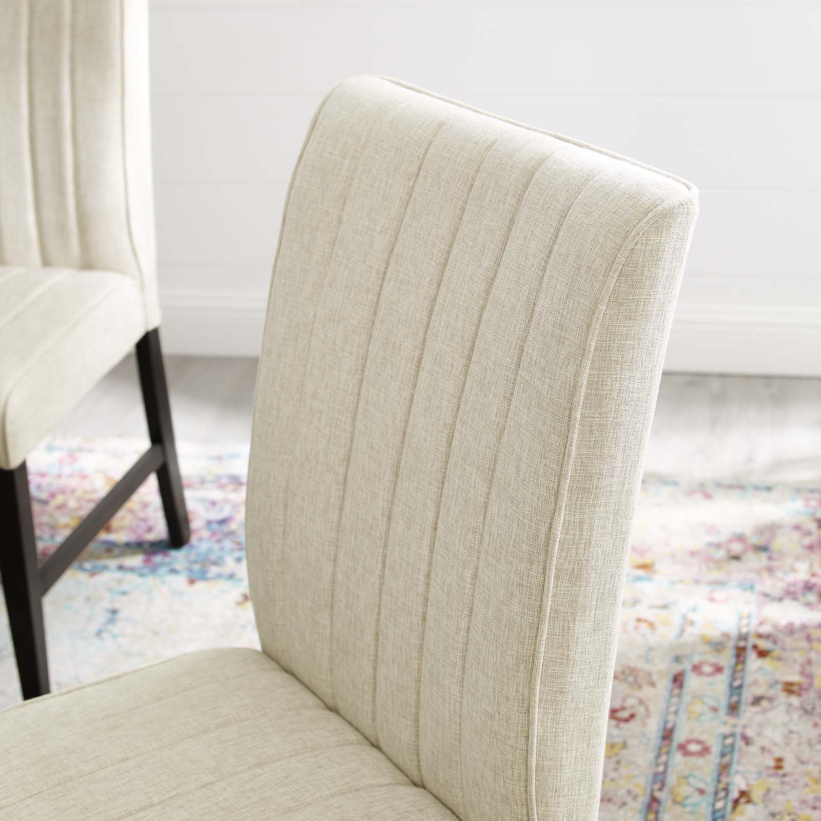 Modway Dining Chairs - Motivate Channel Tufted Upholstered Fabric Dining Chair Set of 2 Beige