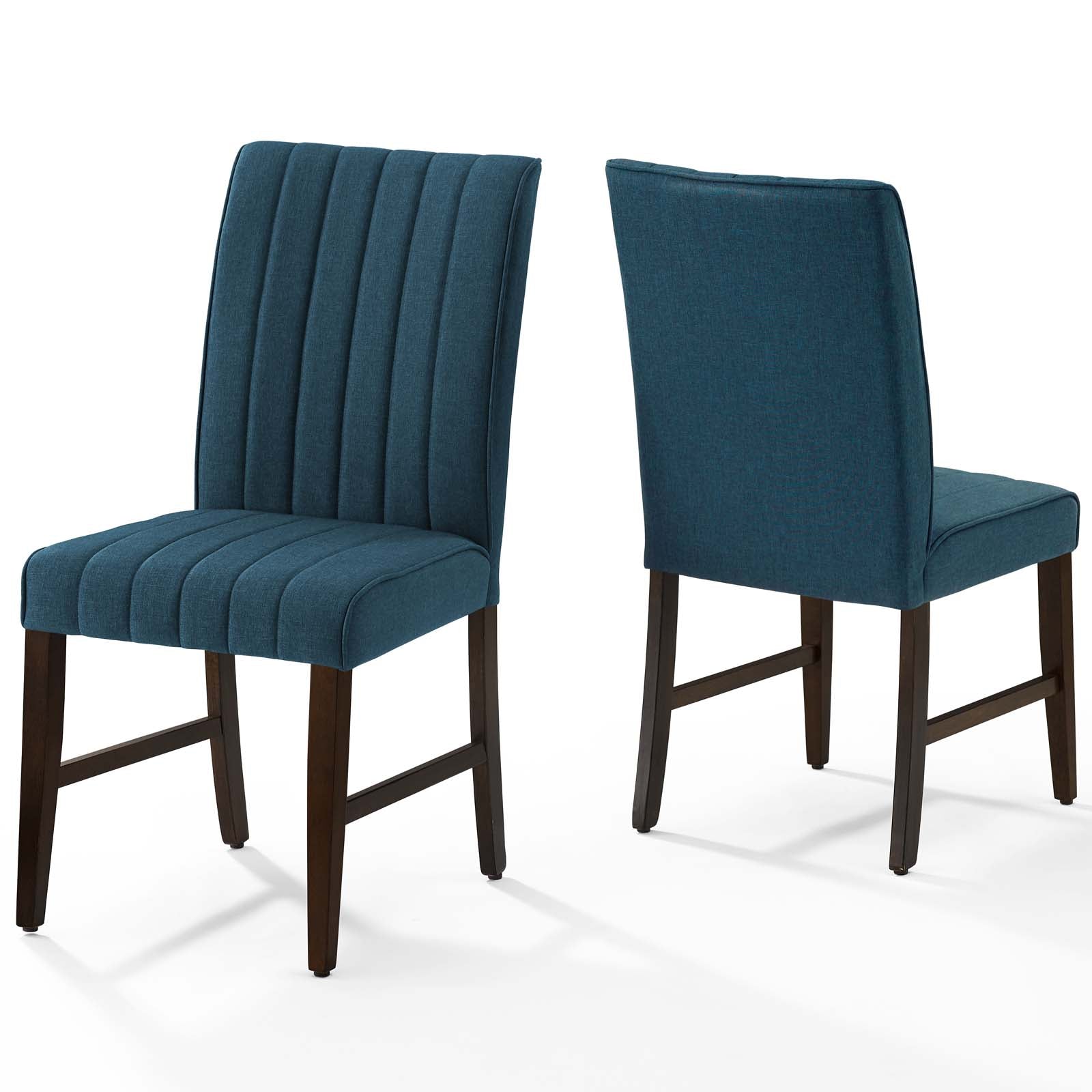 Modway Dining Chairs - Motivate Channel Tufted Upholstered Fabric Dining Chair Set of 2 Blue