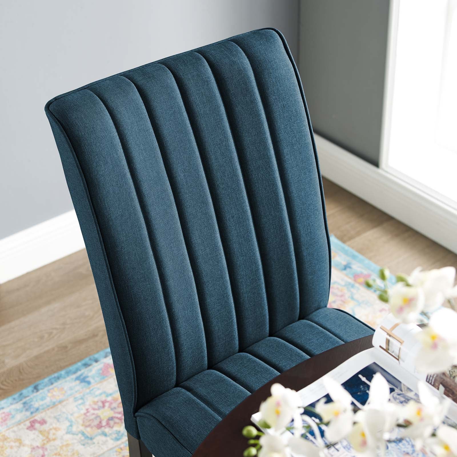 Modway Dining Chairs - Motivate Channel Tufted Upholstered Fabric Dining Chair Set of 2 Blue